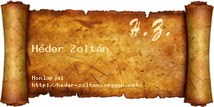 Héder Zoltán névjegykártya